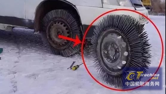 俄罗斯人自创的“雪地胎”，冰面上完全不打滑，更不怕爆胎！