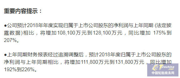 华谊集团2018年净利暴涨，双钱轮胎有望扭亏为盈